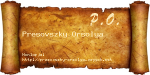 Presovszky Orsolya névjegykártya